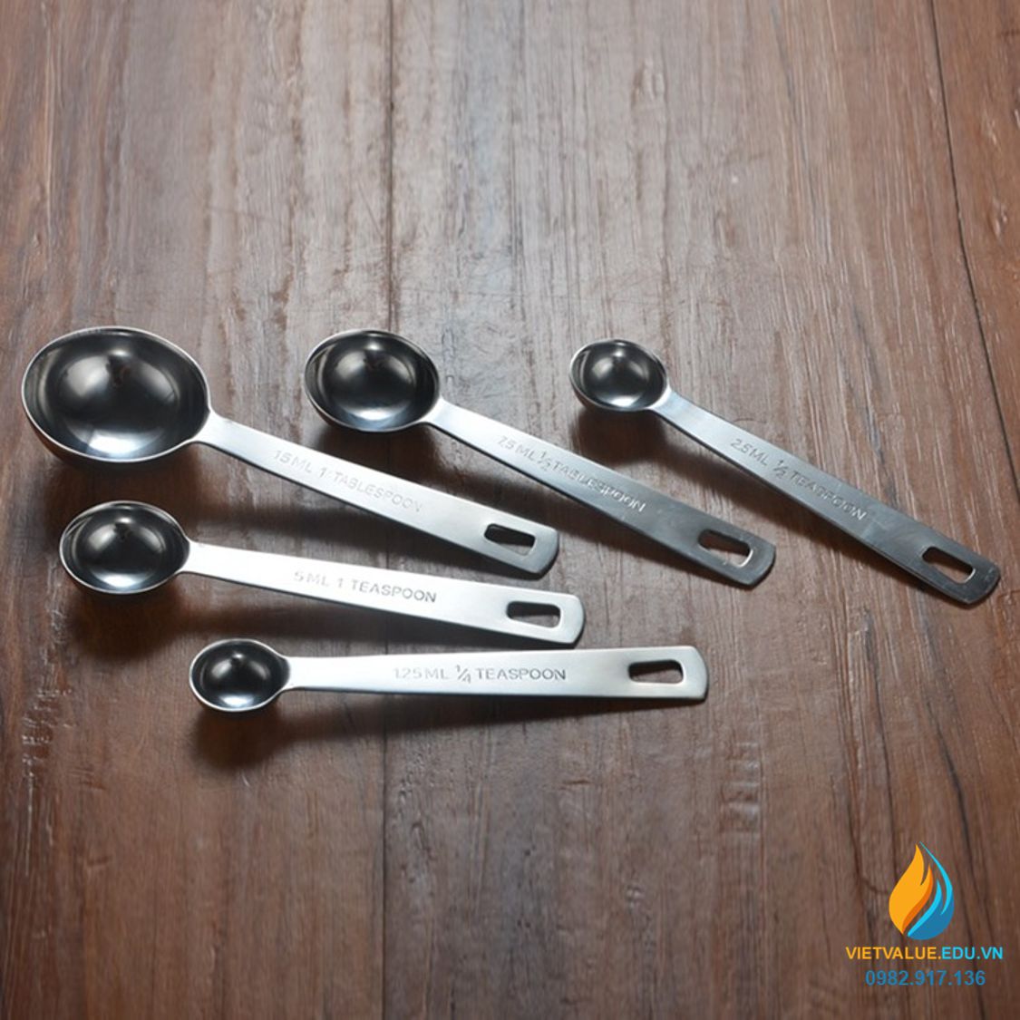 Bộ 5 muỗng inox 304 từ 1.5ml đến 5ml định lượng pha chế
