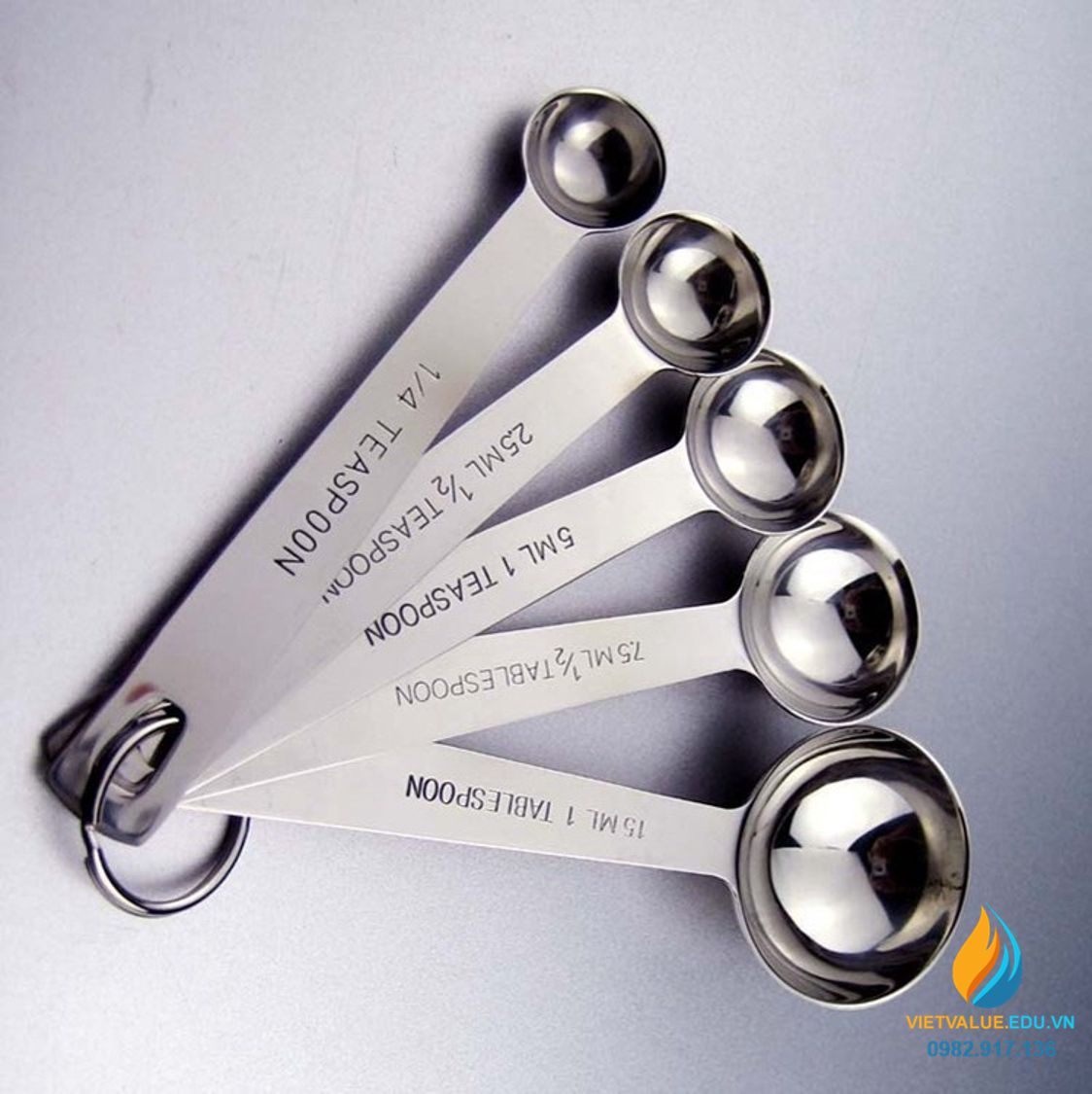Bộ 5 muỗng inox 304 từ 1.5ml đến 5ml định lượng pha chế