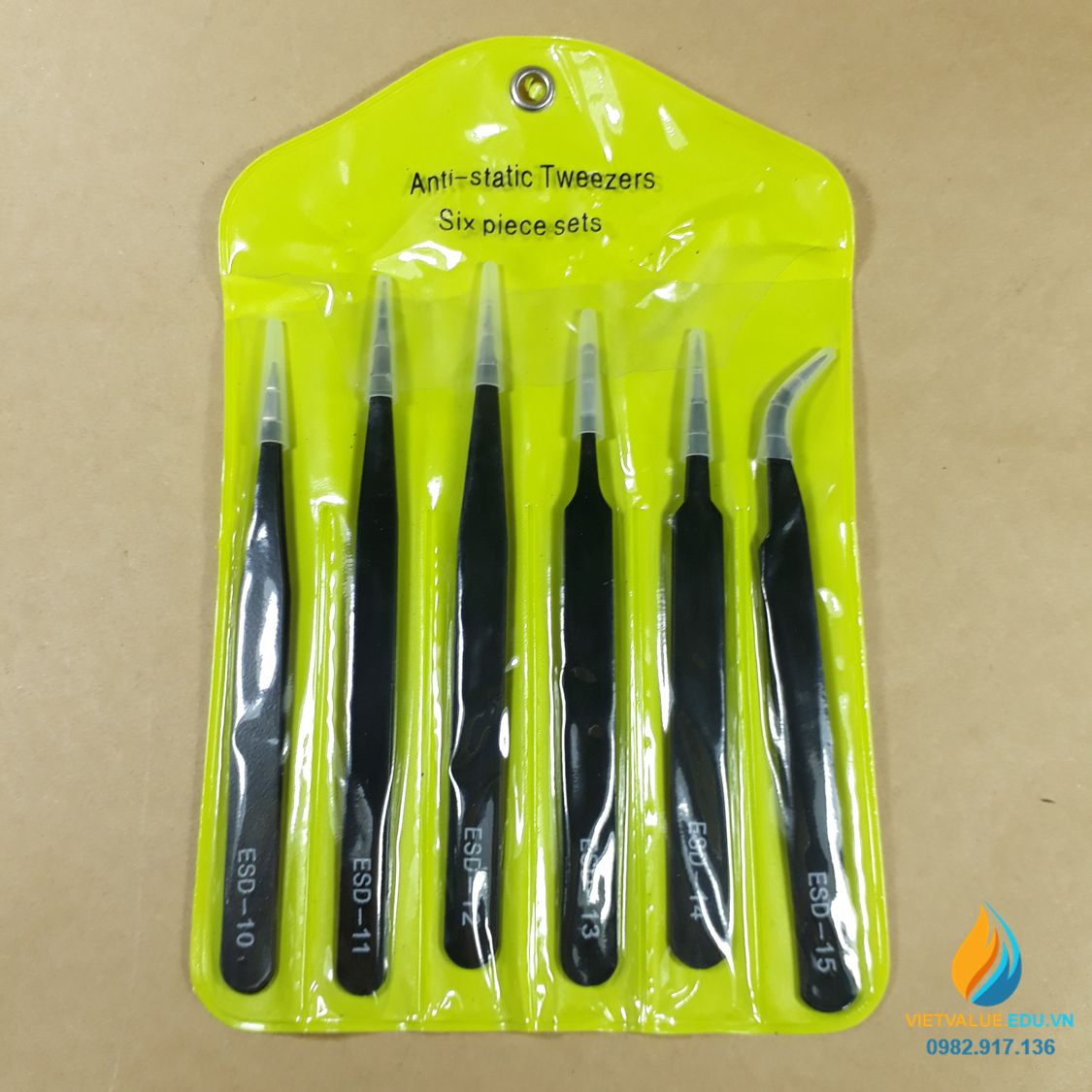 Bộ 6 nhíp ESD đen chống tĩnh điện, ESD10 đến ESD15 chất lượng cao