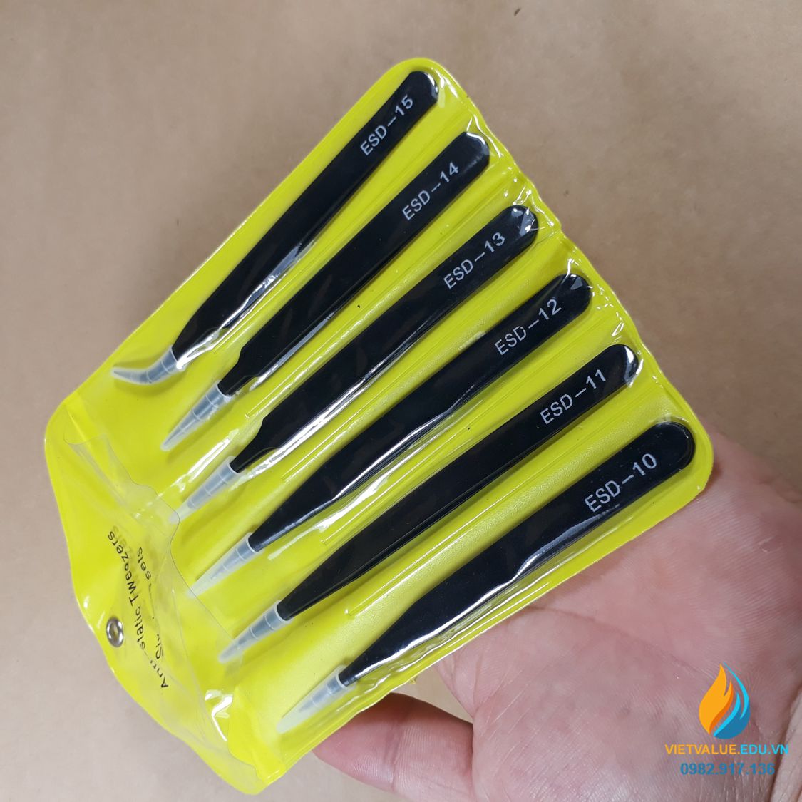 Bộ 6 nhíp ESD đen chống tĩnh điện, ESD10 đến ESD15 chất lượng cao