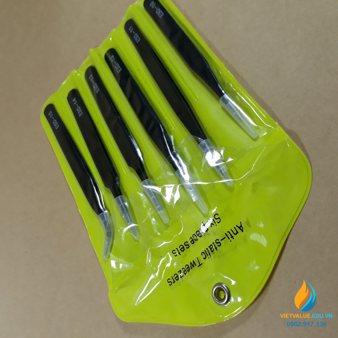 Bộ 6 nhíp ESD đen chống tĩnh điện, ESD10 đến ESD15 chất lượng cao