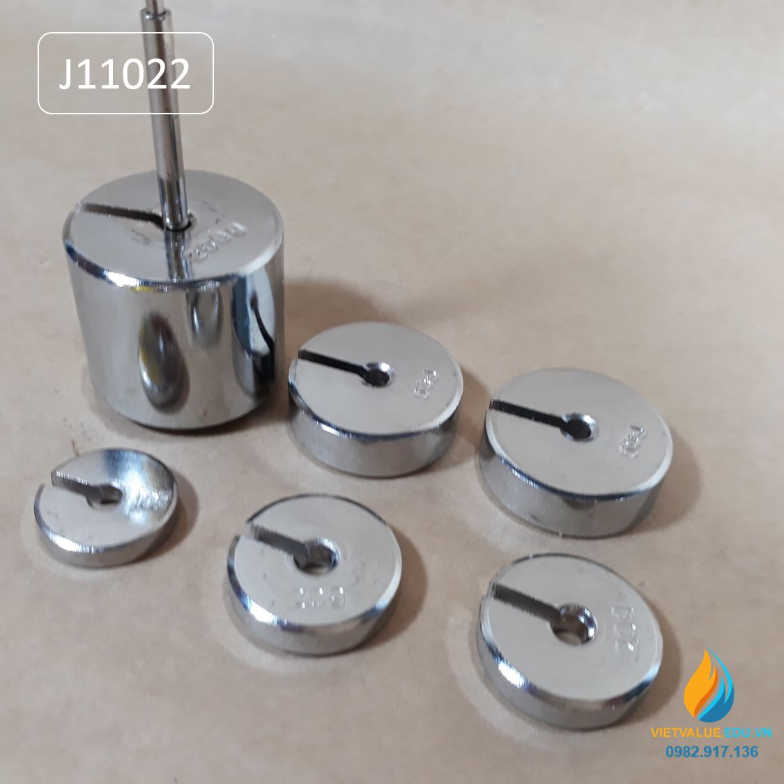 Bộ 6 quả nặng gia trọng có rảnh ghép, 1 quả 10g, 2 quả 20g, 2 quả 50g, 1 quả 200 gam, móc treo 10g