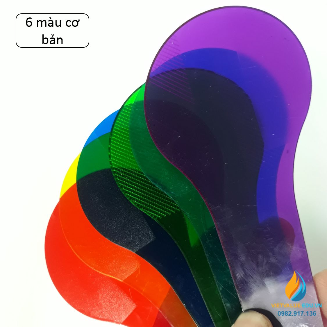 Bộ 6 tấm tính màu tổng hợp màu sắc ánh sáng, dụng cụ thực hành quang học