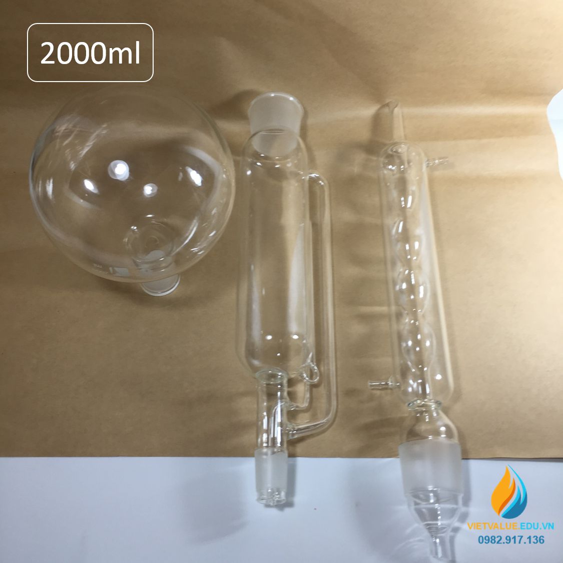 Bộ chưng cất tinh dầu nặng hơn nước dung tích 2000ml, bộ Solex chất lượng cao