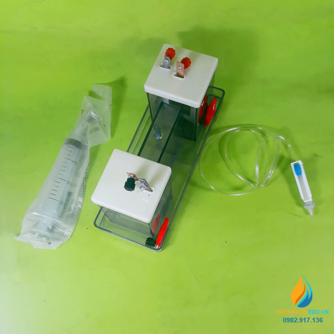 Bộ dụng cụ điện phân dung dịch muối NaCl, thực hành vật lý