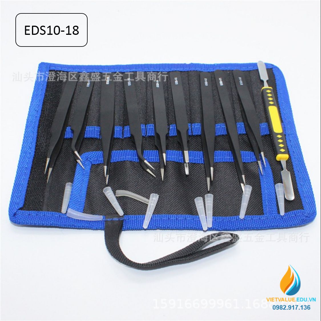 Bộ nhíp ESD chống tĩnh điện chất liệu thép không gỉ, bộ 10 nhíp từ ESD10 đến ESD18