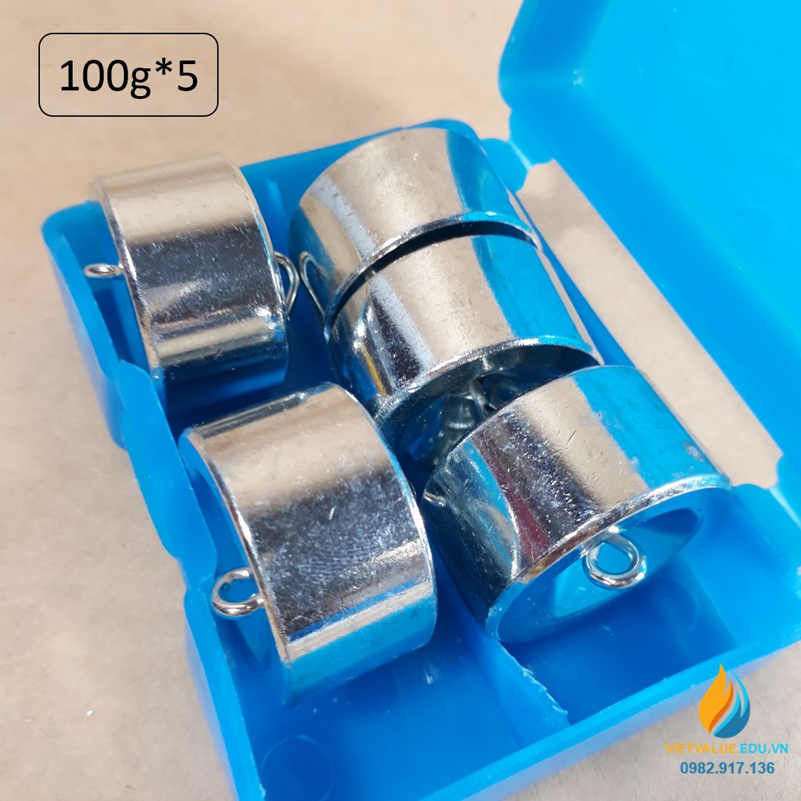 Bộ 5 quả nặng 100 gam có móc treo, bộ quả nặng gia trọng và hệ cơ học