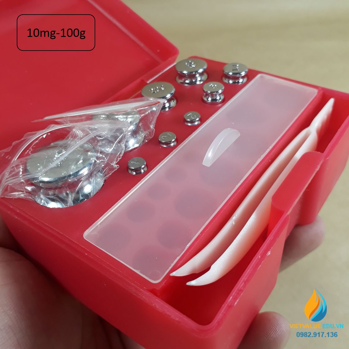 Bộ quả nặng gia trọng thép Crom không gỉ, từ10mg đến 100 gam gồm 9 quả