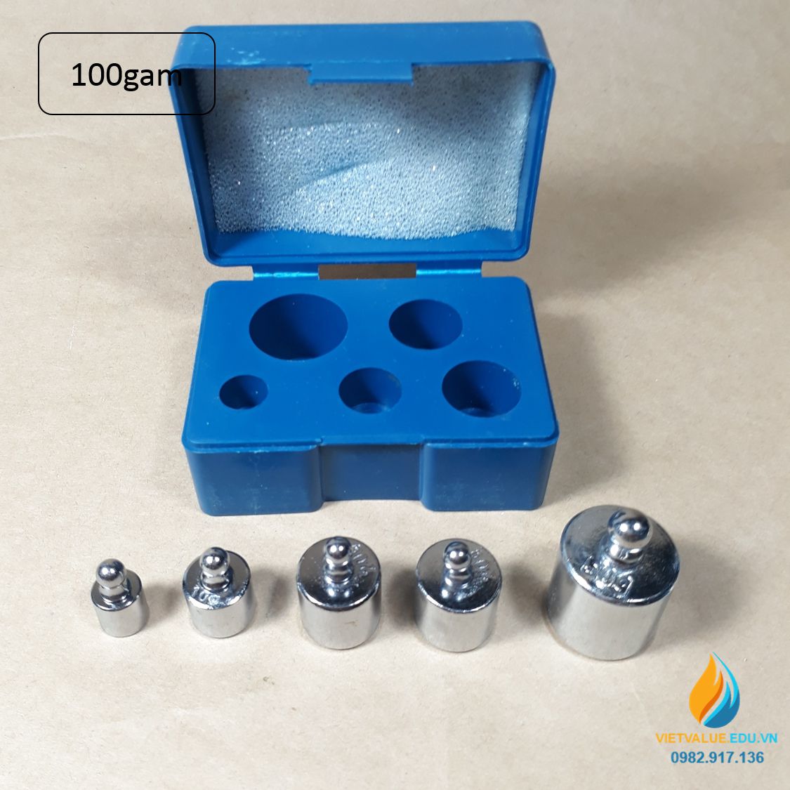 Bộ 5 quả nặng, trọng lượng 5g, 10 g, 20 g, 50 g, 100 g, bộ quả nặng 100 gam cân Robecvan