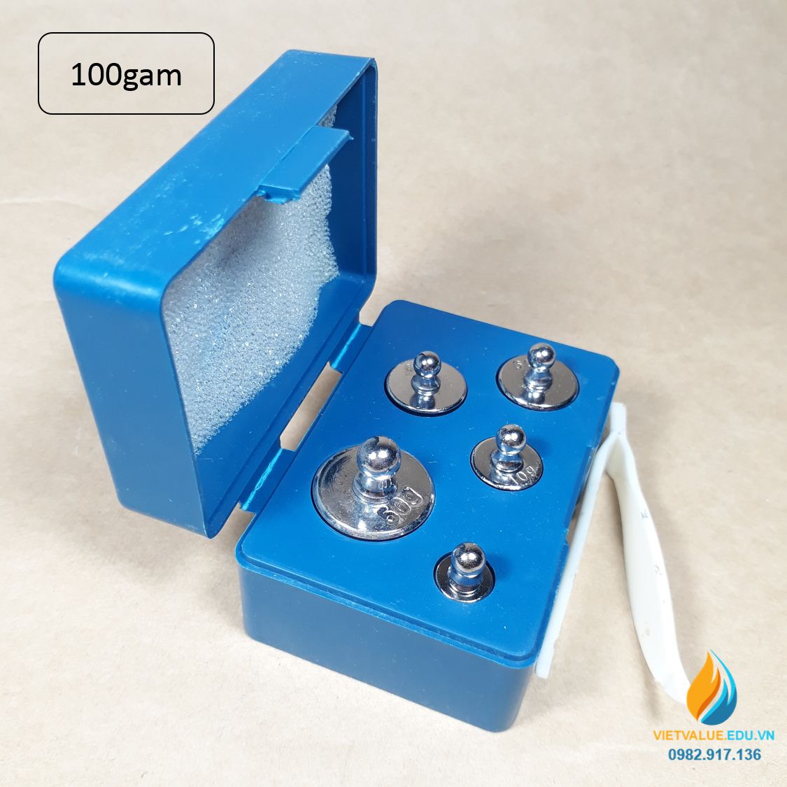 Bộ 5 quả nặng, trọng lượng 5g, 10 g, 20 g, 50 g, 100 g, bộ quả nặng 100 gam cân Robecvan