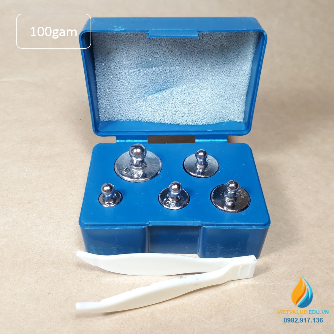 Bộ 5 quả nặng, trọng lượng 5g, 10 g, 20 g, 50 g, 100 g, bộ quả nặng 100 gam cân Robecvan