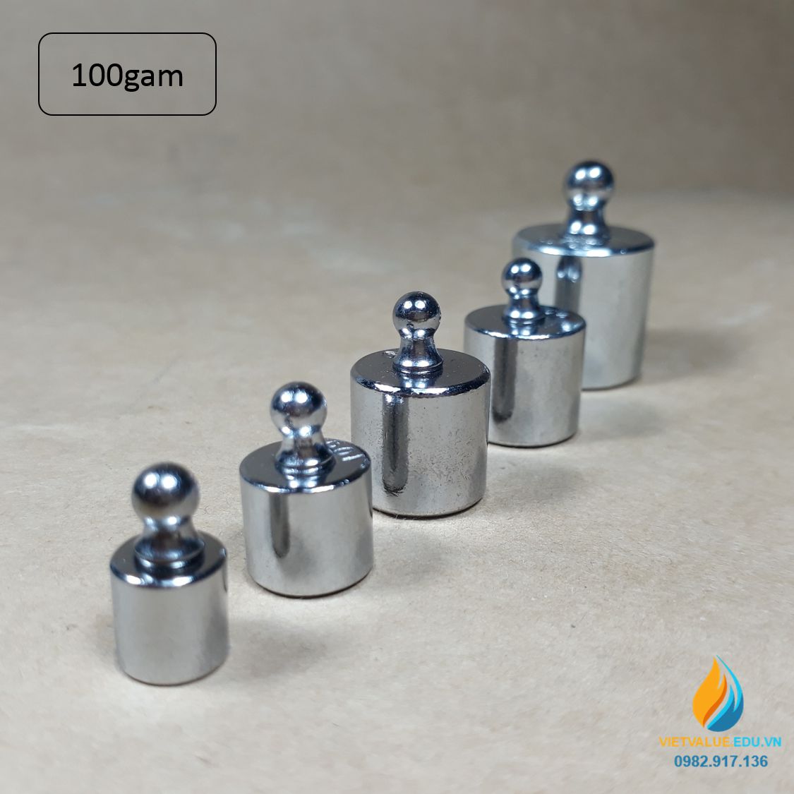 Bộ 5 quả nặng, trọng lượng 5g, 10 g, 20 g, 50 g, 100 g, bộ quả nặng 100 gam cân Robecvan