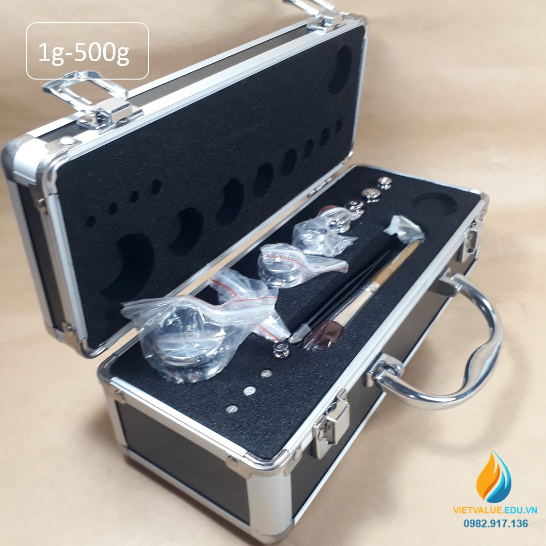 Bộ quả nặng gia trọng tổng 1kg gồm 12 quả từ 1 gam đến 500 gam, thép Crom không gỉ