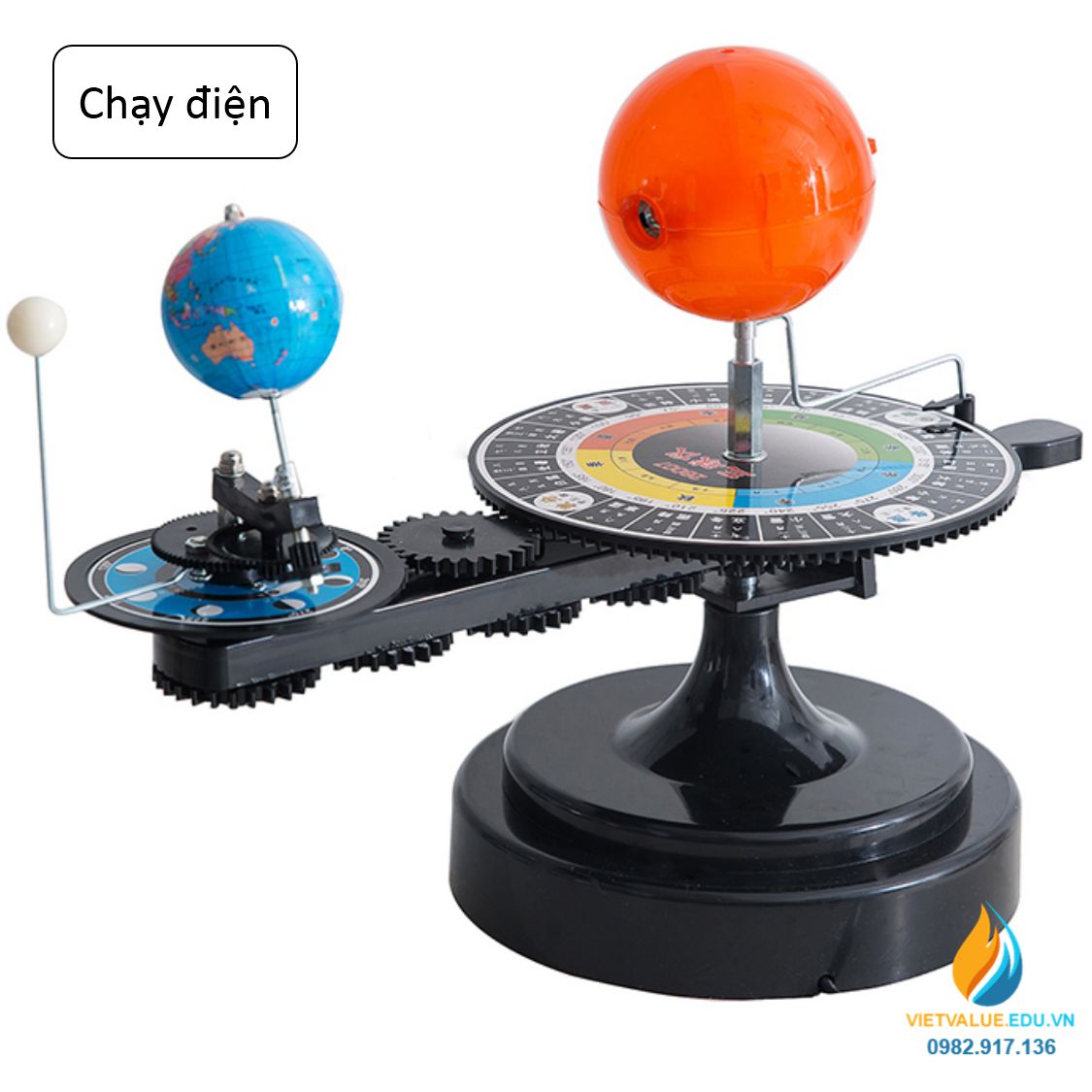 Bộ thí nghiệm chuyển động của Trái Đất, Mặt Trời và Mặt Trăng chạy điện