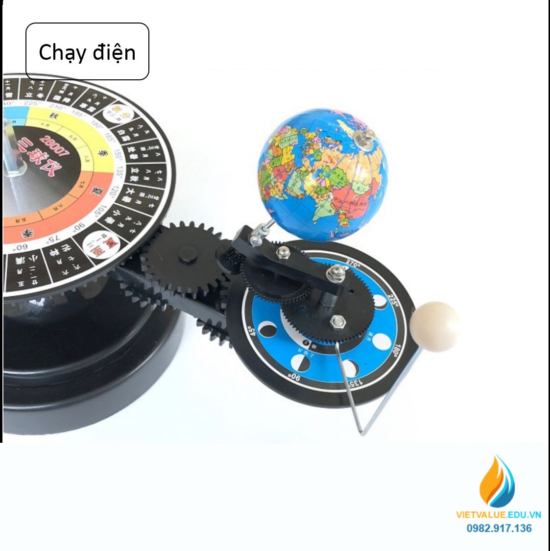 Bộ thí nghiệm chuyển động của Trái Đất, Mặt Trời và Mặt Trăng chạy điện