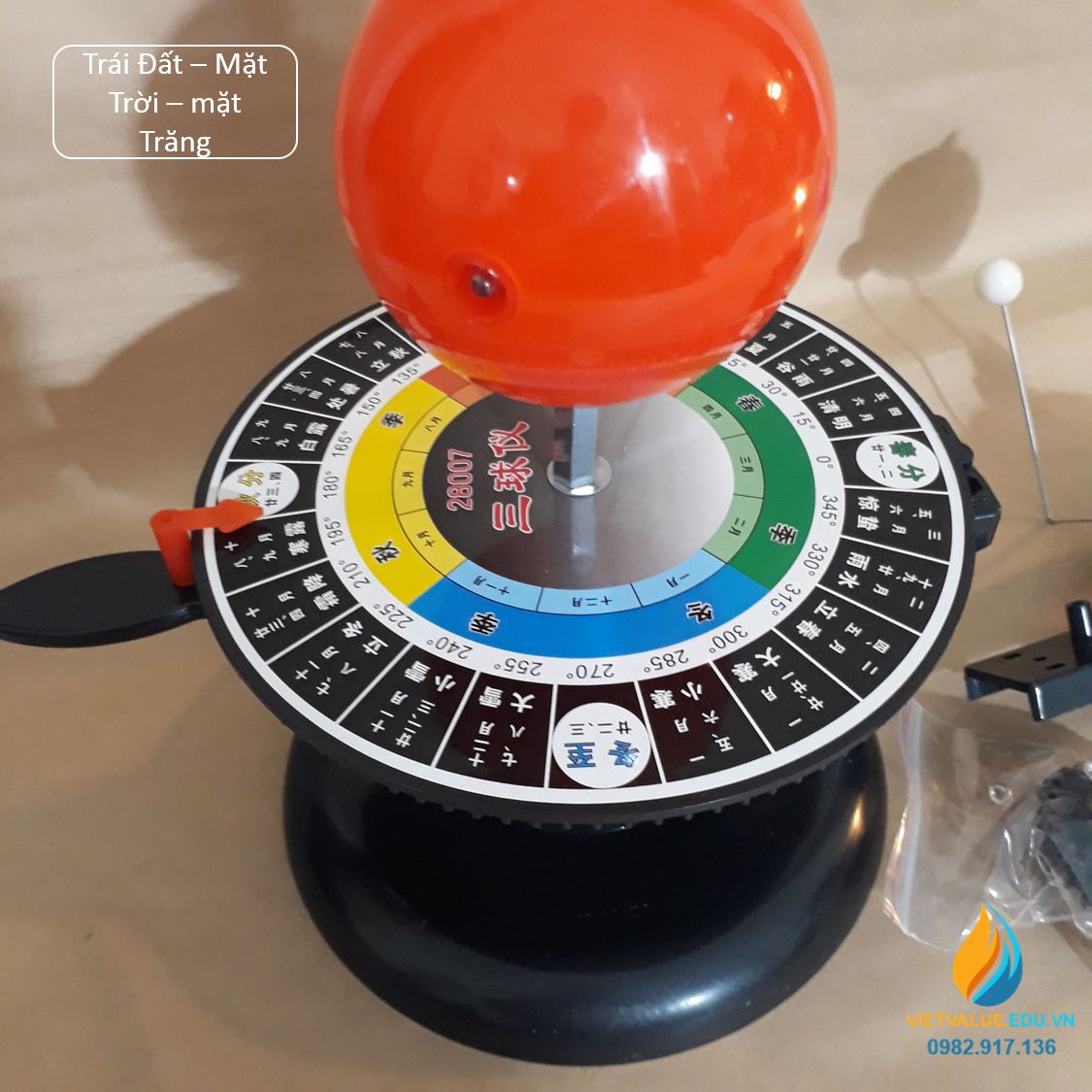 Bộ thí nghiệm Trái Đất và Mặt Trời, Mặt Trăng quanh quanh nhau, hệ sử dụng tay đòn tự quay