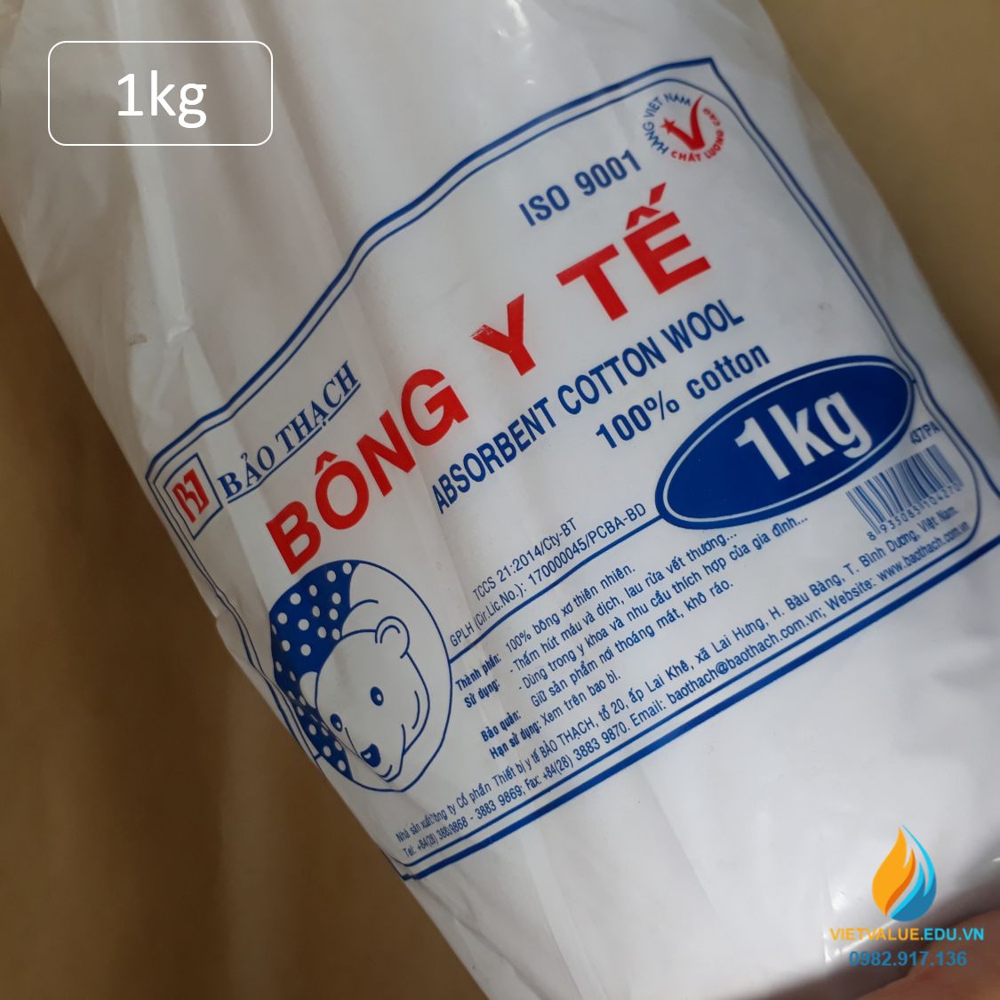 Bông Bảo Thạch, bông đóng gói 1kg mỗ gói, bông y tế đảm bảo chất lượng