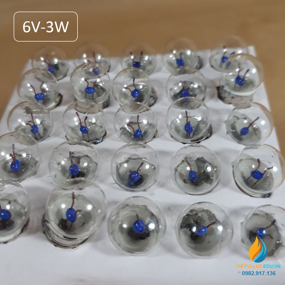 Bóng đèn lắp ráp mạch điện 6V, đui xoáy, dạng đốt nóng sợi dây tóc