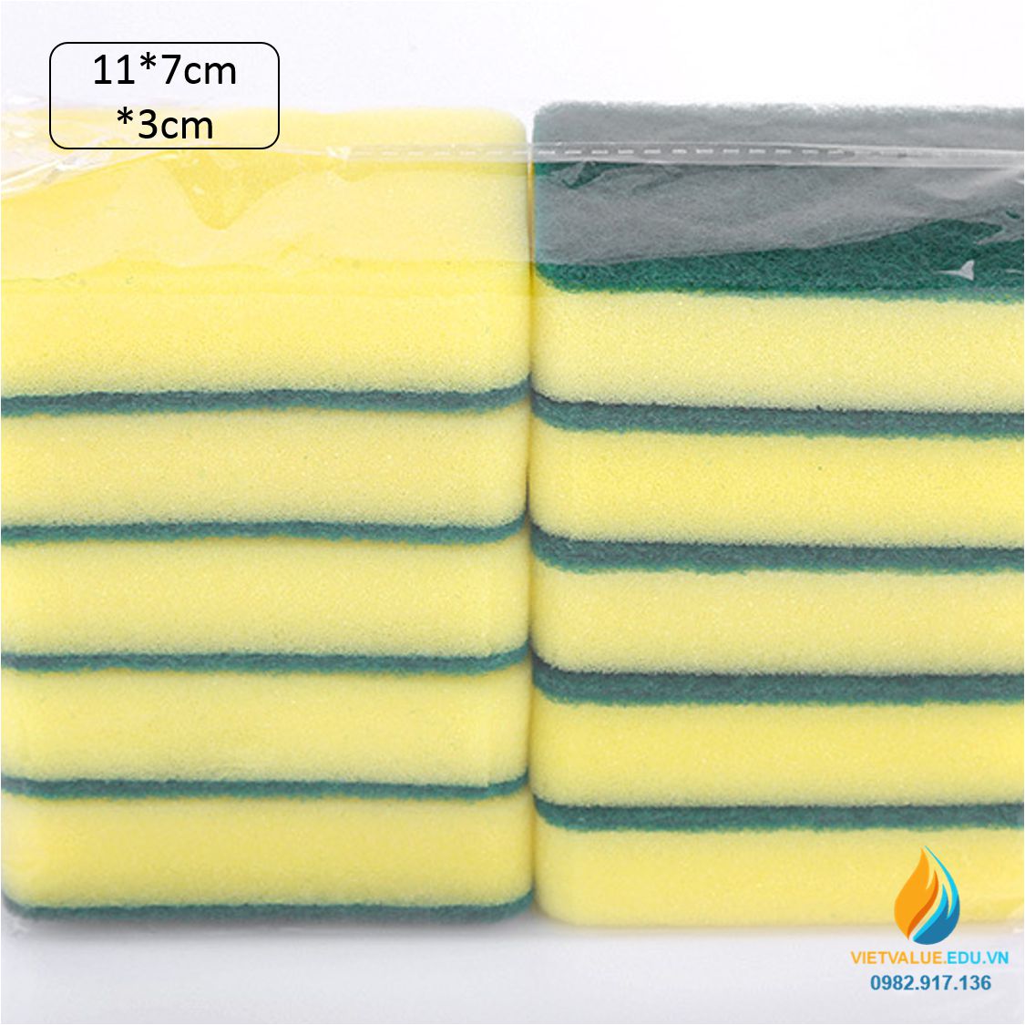 Miếng chổi cọ lau chùi, kích thước 11*7*3cm, dành cho học sinh tiểu học thực hành bài học ngoại khóa