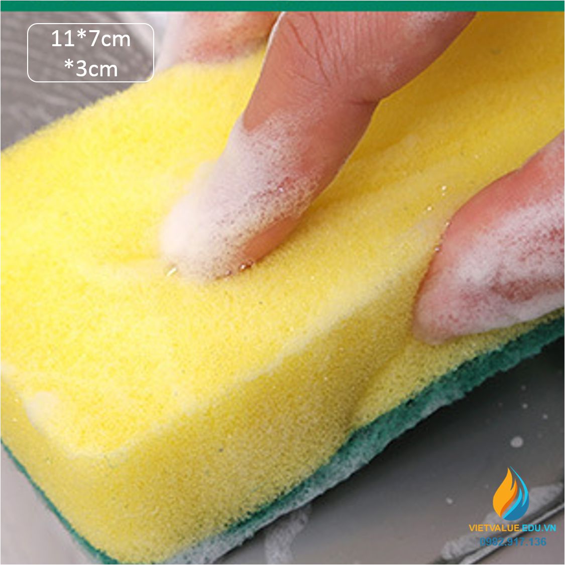 Miếng chổi cọ lau chùi, kích thước 11*7*3cm, dành cho học sinh tiểu học thực hành bài học ngoại khóa