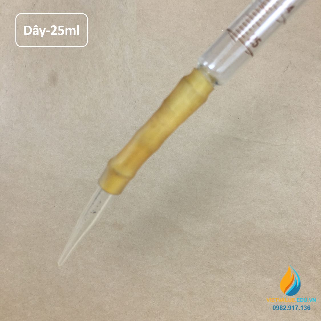 Buret thủy tinh, khóa dây dung tích 25ml, vạch chia hãng Bomex, không bạc chao
