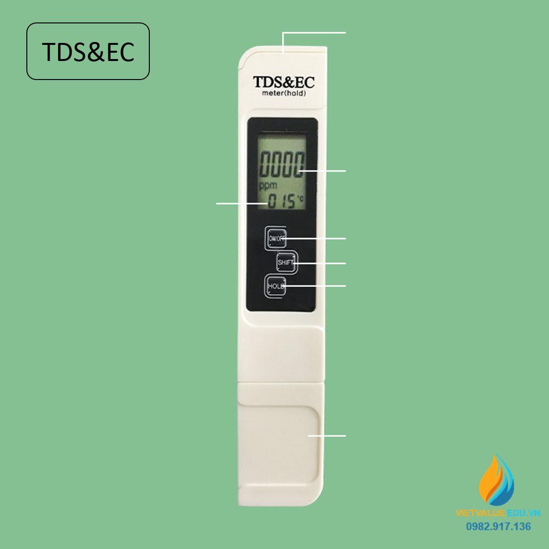 Bút TDS&EC đo độ cứng và độ dẫn điện của nước mức đo 0 đến 9990ppm