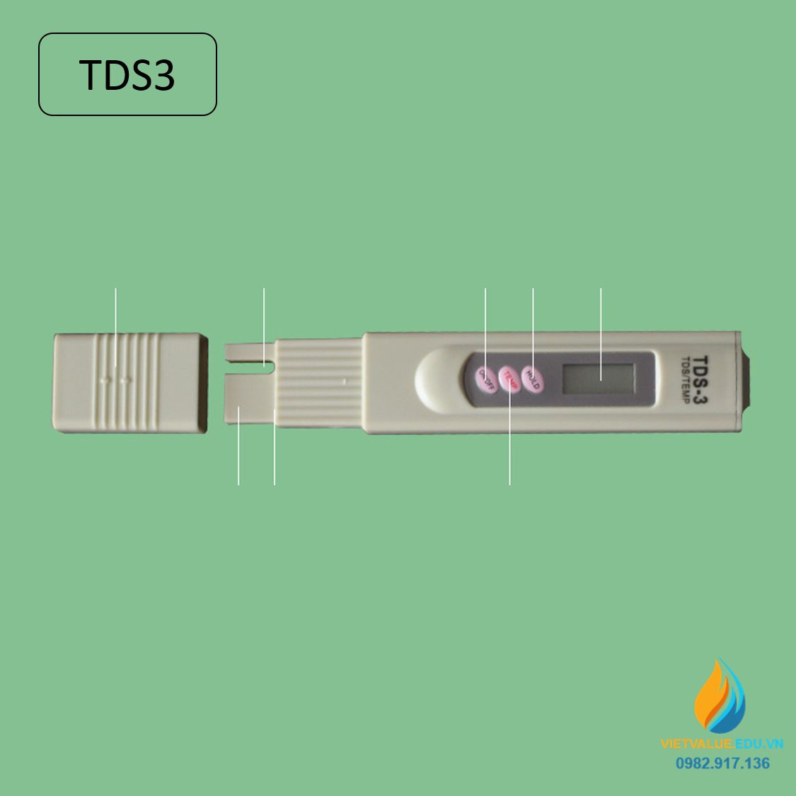 Bút TDS3 kiểm tra độ cứng của nước, hiển thị LCD, 3 phím điều chỉnh