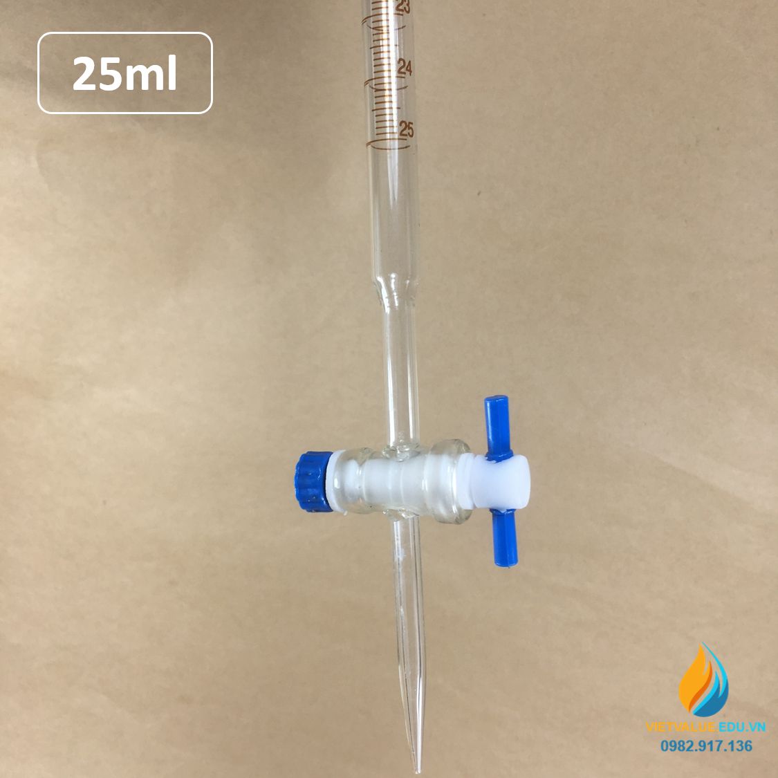 Butrret thủy tinh khóa nhựa, dung tích 25ml không có bạc chao, thủy tinh trong suốt