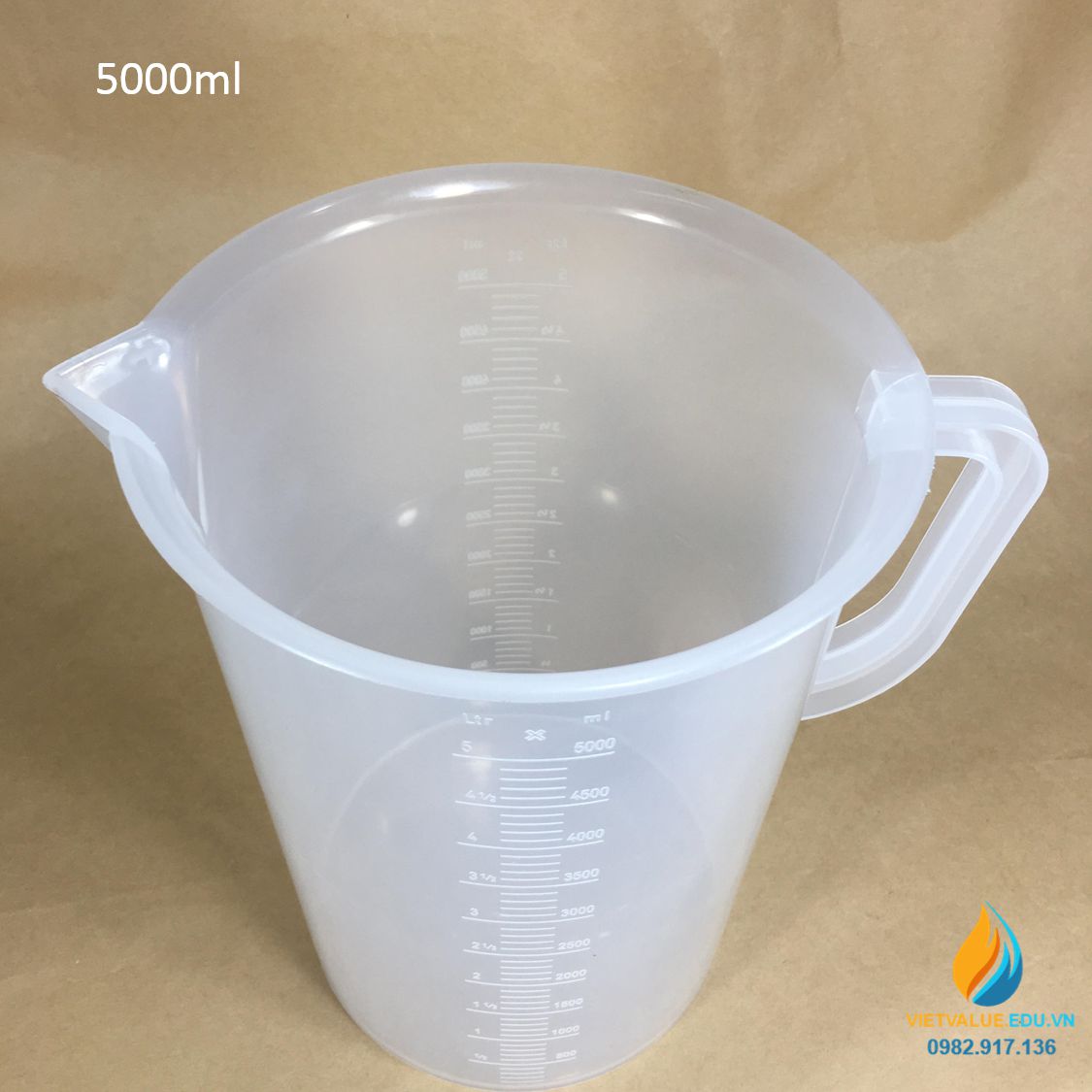 Ca đong nhựa 5000ml vạch chia nhựa PP có quai cầm