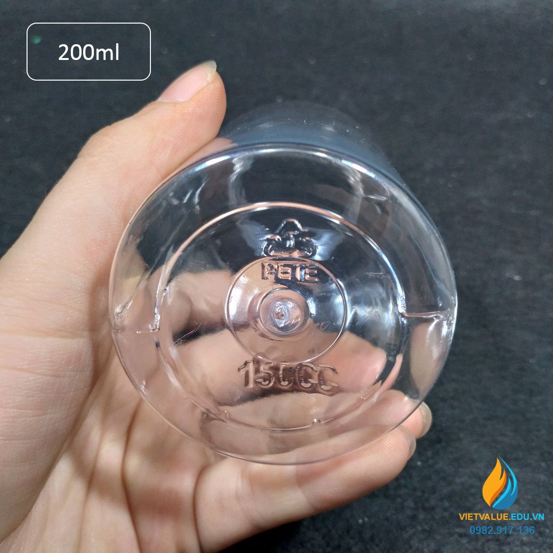 Chai nhựa PET dung tích 200ml, chai nhựa lưu mẫu chất, miệng rộng, vạch chia