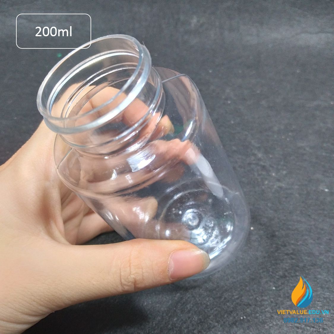 Chai nhựa PET dung tích 200ml, chai nhựa lưu mẫu chất, miệng rộng, vạch chia