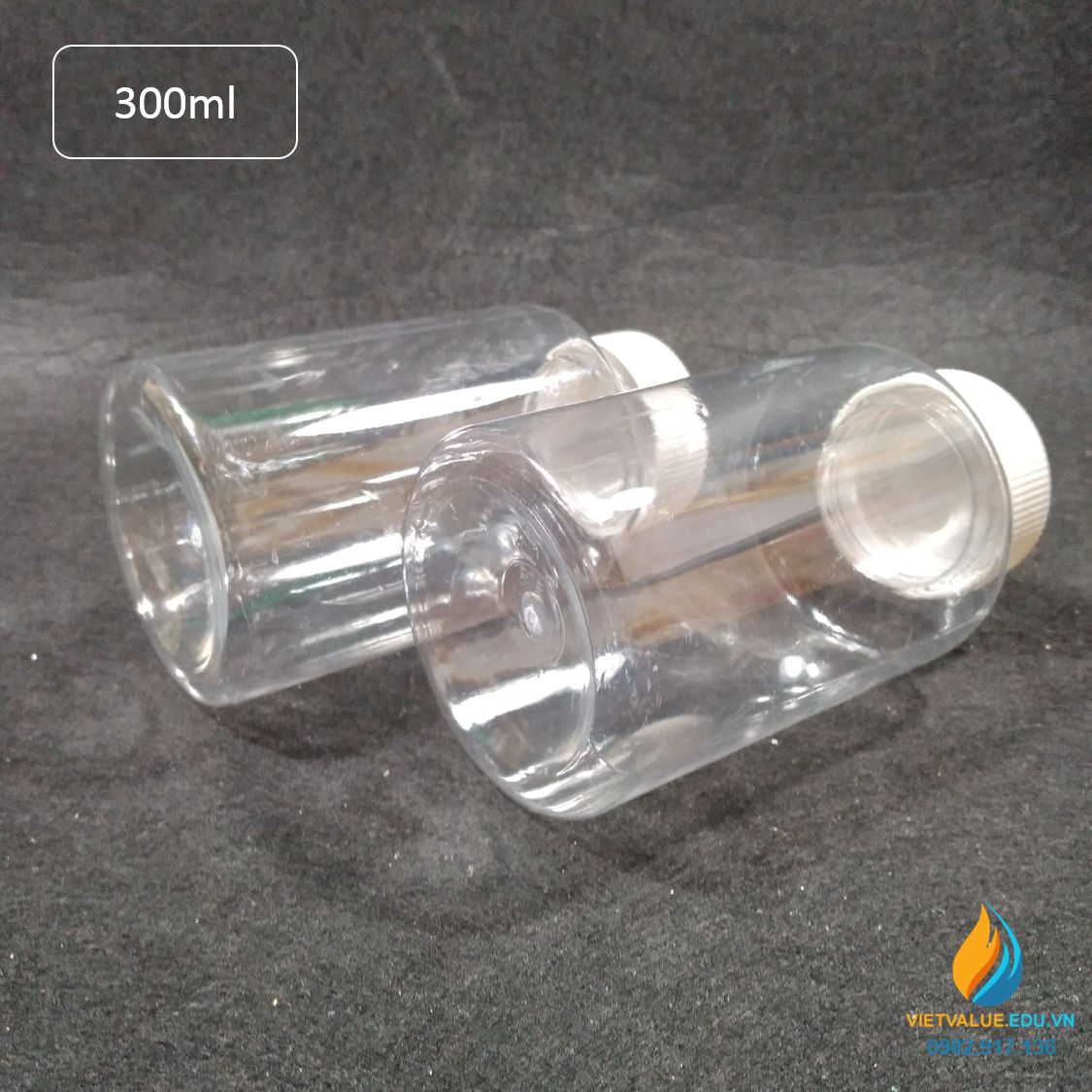 Chai nhựa PET dung tích 300ml, chai nhựa lưu mẫu chất, miệng rộng, vạch chia