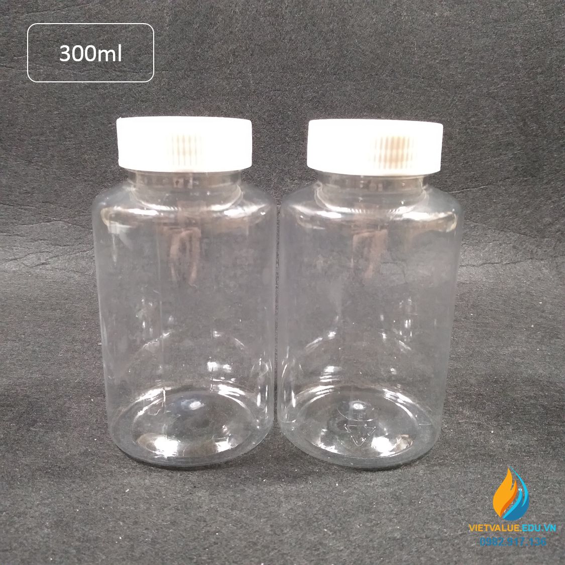Chai nhựa PET dung tích 300ml, chai nhựa lưu mẫu chất, miệng rộng, vạch chia