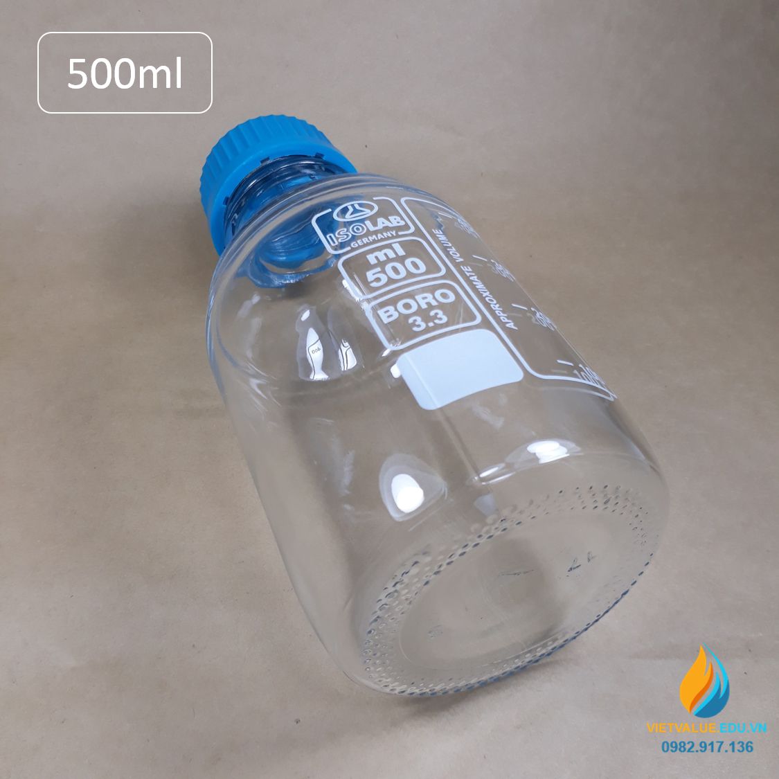 Chai thủy tinh trung tính 500ml isolab chịu nhiệt 140 độ C
