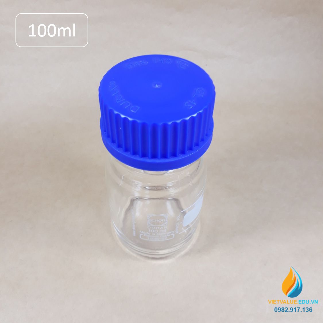 Chai trung tính SCHOTT DURAN – Đức, nắp vặn xanh, dung tích 100ml