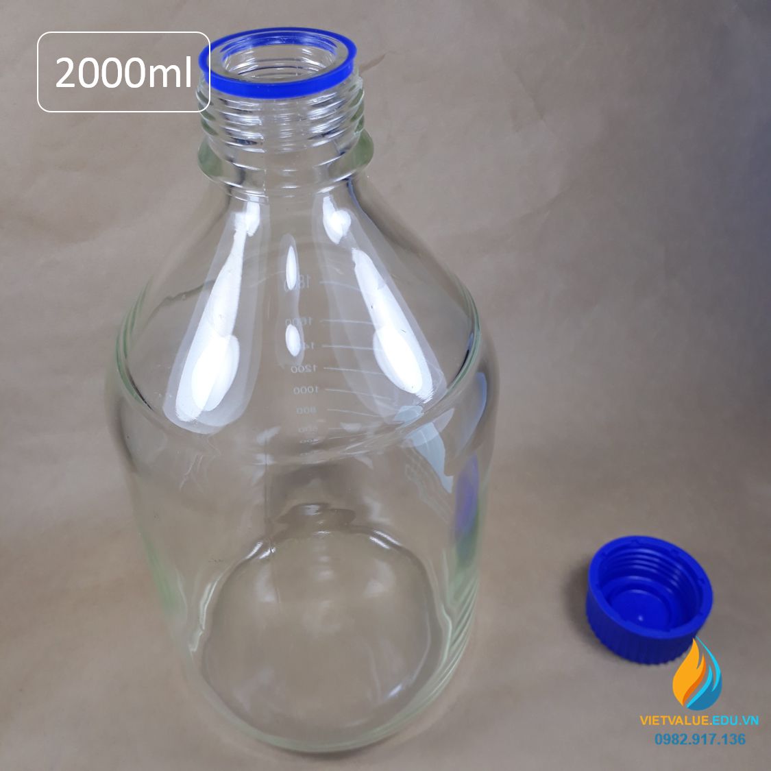 Chai trung tính SCHOTT DURAN – Đức, nắp vặn xanh, dung tích 2000ml