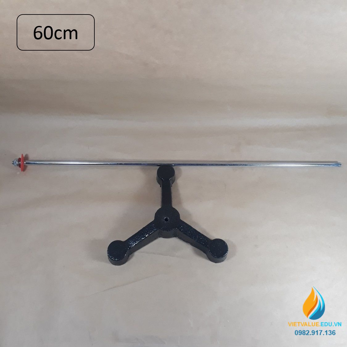 Bộ giá đỡ thí nghiệm chân tam giác, trụ Inox cao 60cm, đường kính 1cm, đế bằng vững chắc