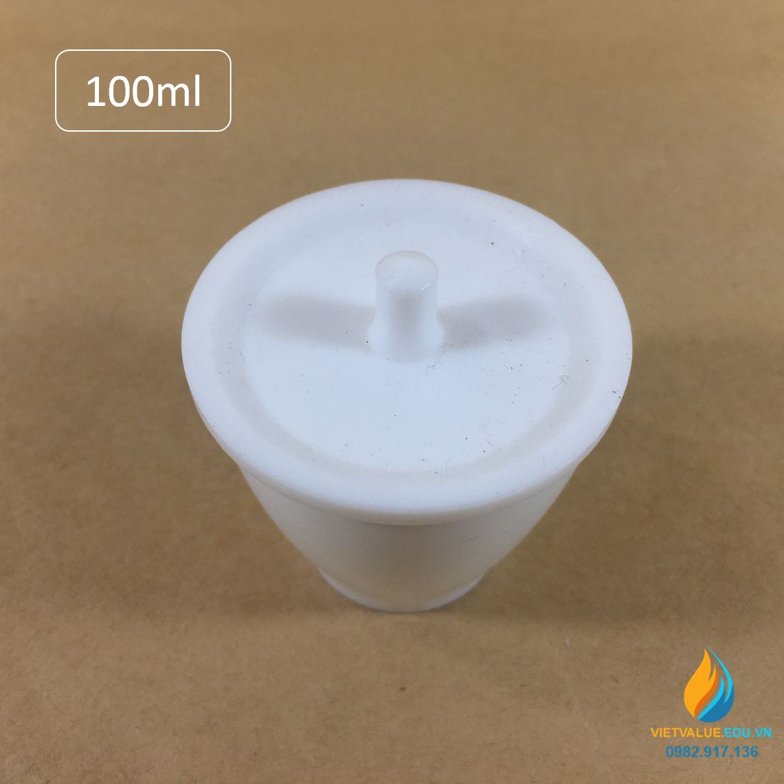 Chén nhựa PTFE có nắp, kháng kiềm và axit mạnh. dung tích 50ml