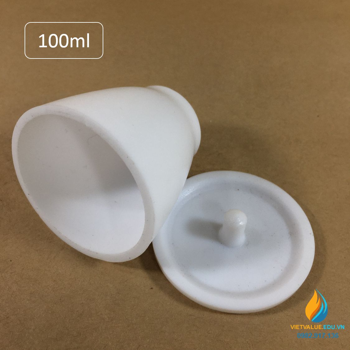 Chén nhựa PTFE có nắp, kháng kiềm và axit mạnh. dung tích 50ml