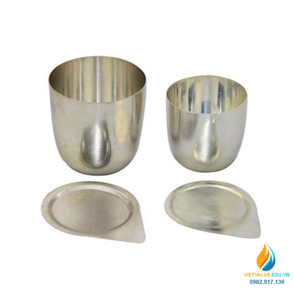 Chén nung bạc 100ml, có nắp, chịu nhiệt độ cao  700 độ C, nặng 100gam