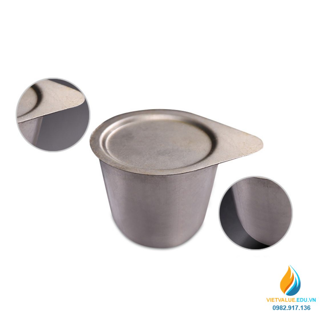 Chén nung Niken dung tích 30ml, có nắp, chịu nhiệt độ cao, chén nung thí nghiệm
