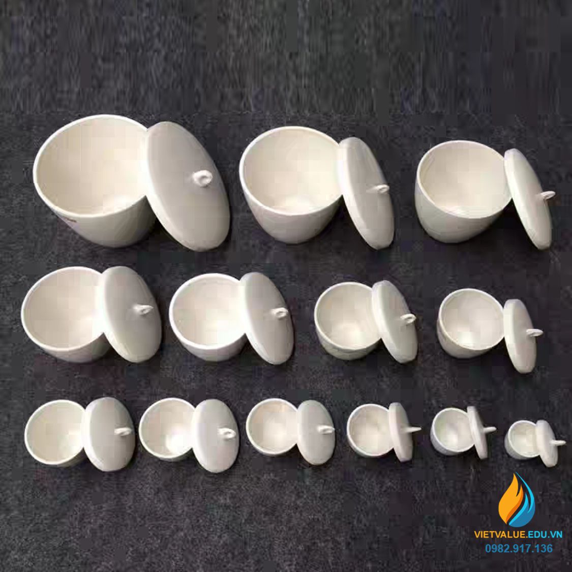 Chén sứ nung có nắp phòng thí nghiệm, dung tích 10ml