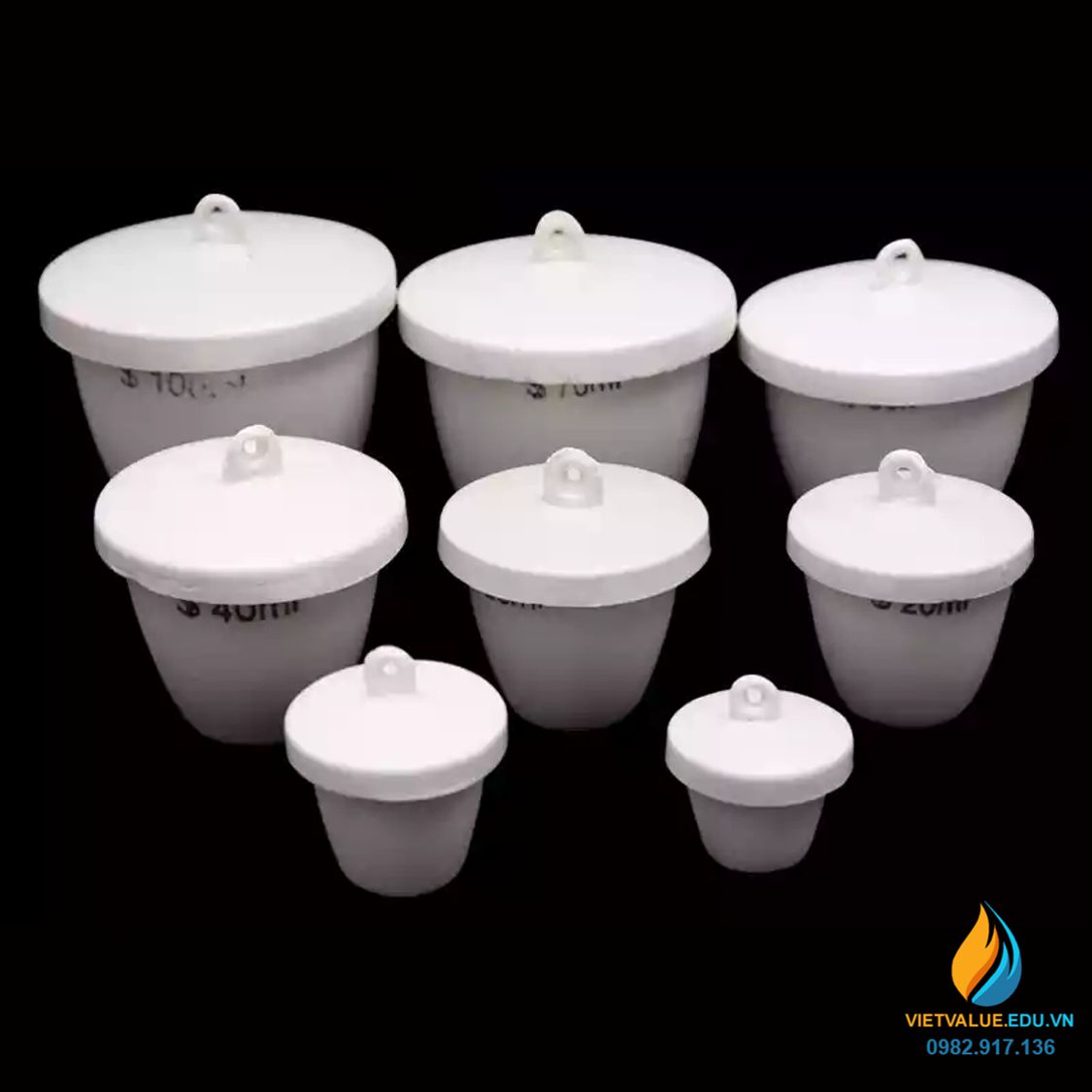 Chén sứ nung có nắp phòng thí nghiệm, dung tích 10ml