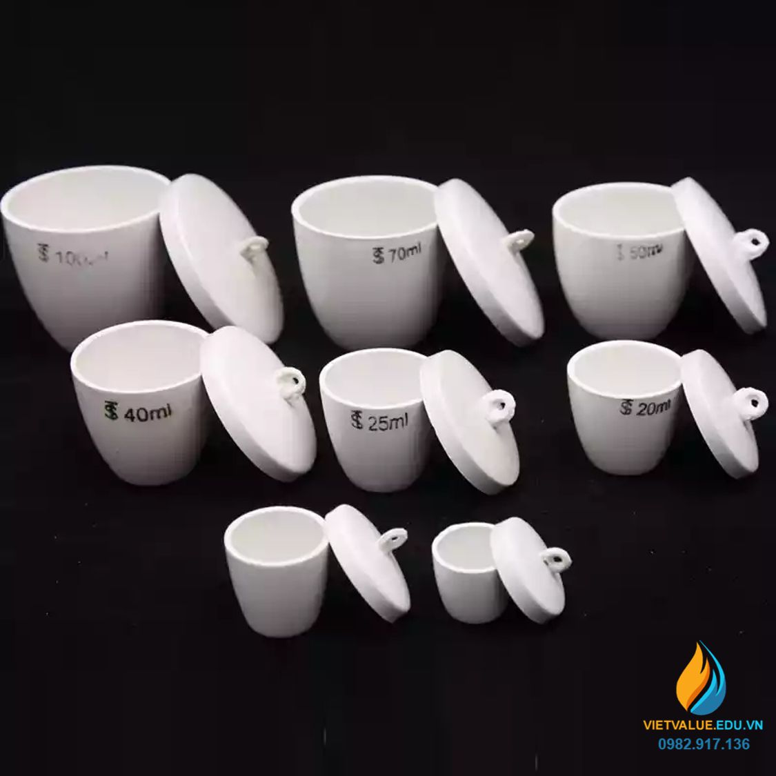 Chén sứ nung có nắp phòng thí nghiệm, dung tích 10ml