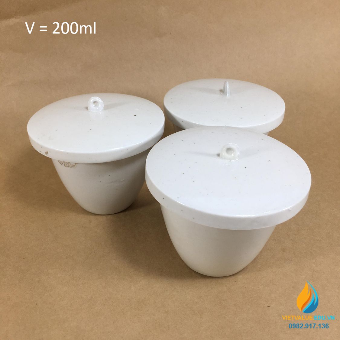 Chén sứ nung có nắp phòng thí nghiệm, dung tích 200ml