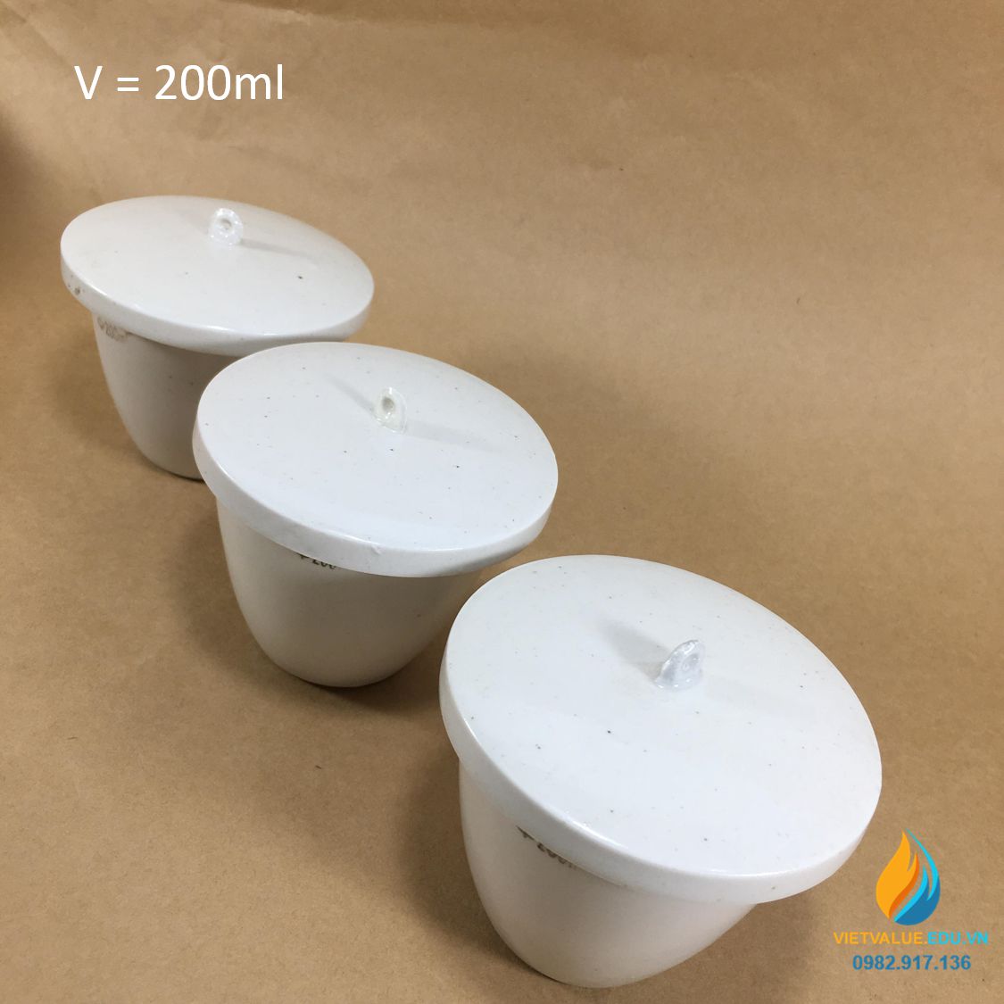 Chén sứ nung có nắp phòng thí nghiệm, dung tích 200ml
