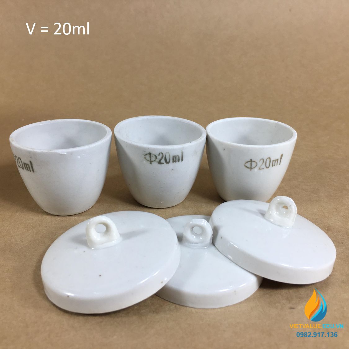 Chén sứ nung có nắp phòng thí nghiệm, dung tích 20ml