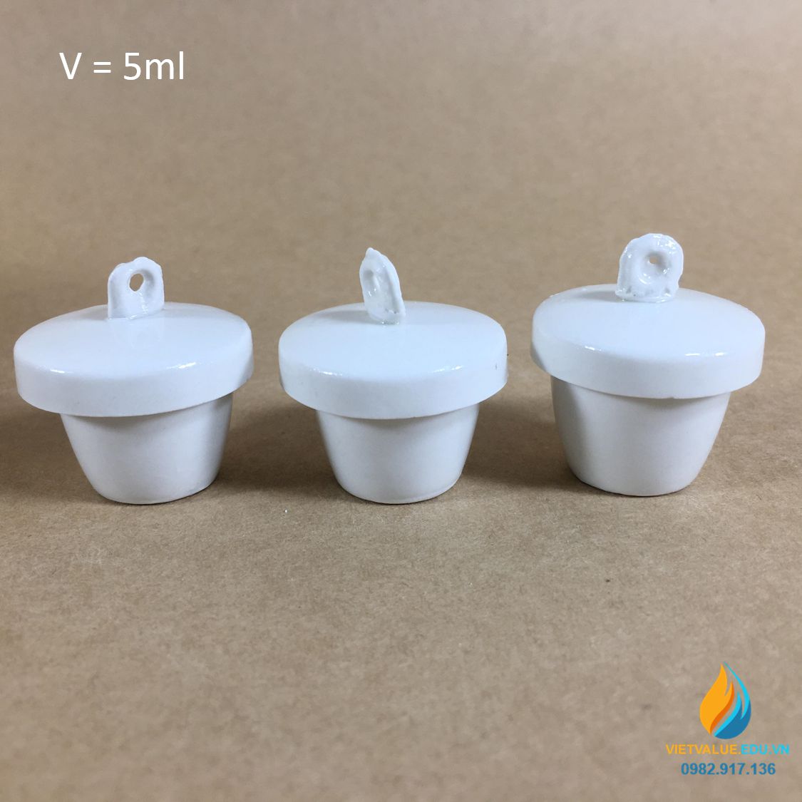 Chén sứ nung có nắp phòng thí nghiệm, dung tích 5ml