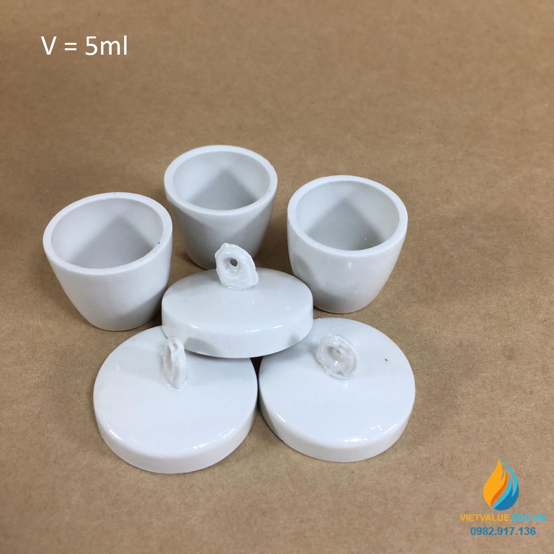 Chén sứ nung có nắp phòng thí nghiệm, dung tích 5ml