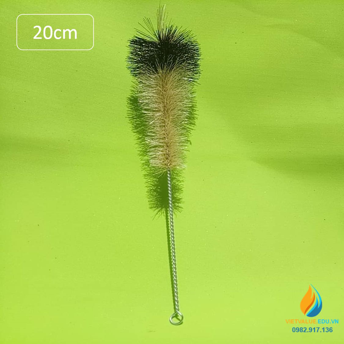 Chổi cọ ống nghiệm đầu to, màu nâu, dài 20cm